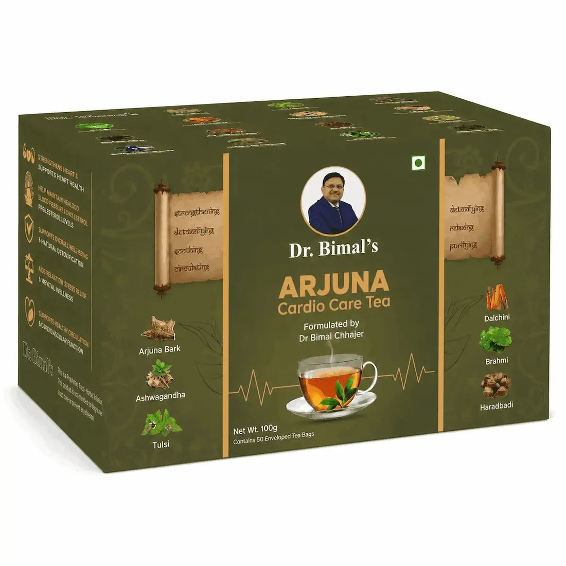 Dr. Bimal's Arjuna Cardio Care Tea with Ashwagandha, Shankhpushpi & Daalchini | 50 Tea Bags